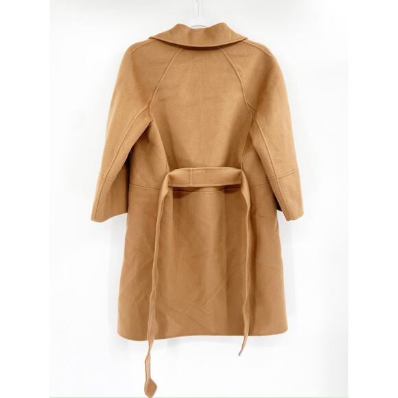 'S Max Mara Free Camel Brown Wool Belted Tie Waist Coat Size 2 NWT - Picture 9 of 9